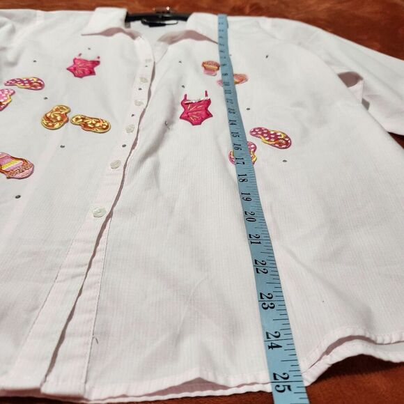 Mili Design Blouse Embroidered Beach Sandals Bikini Rhinestones Size Medium - Picture 7 of 15